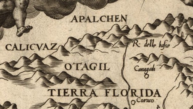 16th century map showing the first use of Appalachia